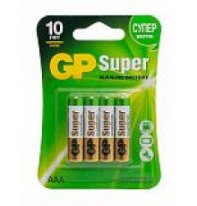 БАТАРЕЙКА GP SUPER 24А/ТИП ААА (4 ШТ. В БЛИСТЕРЕ) (10/80)