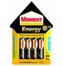 БАТАРЕЙКА "МОМЕНТ ENERGY" ТИП AA (4 ШТ. НА БЛИСТЕРЕ) В ШОУ-БОКСЕ (1/10/100)  ХЕНКЕЛЬ
