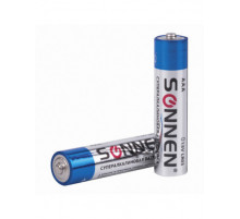 Батарейки КОМПЛЕКТ 4 шт., SONNEN Super Alkaline, AAA (LR03, 24А), алкалиновые, мизинчиковые, в блистере, 451096