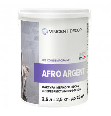 Декоративное покрытие фактура мелкого песка VINCENT DECOR AFRO ARGENT с серебристым эффектом (1л)