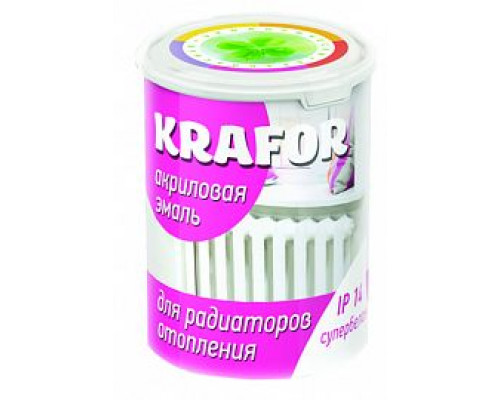 Эмаль акриловая для радиаторов супербелая 1 кг. "KRAFOR"