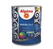 Эмаль алкидно-уретановая по ржавчине 3 в 1 Alpina перламутровый темно-серый 2,5 л.