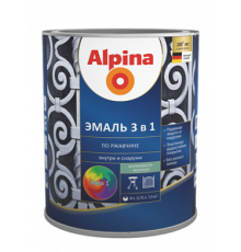 Эмаль алкидно-уретановая по ржавчине 3 в 1 Alpina синий 0,75 л.