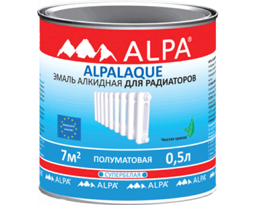 Эмаль Alpa Alpalaque для радиаторов отопления полуматовая 0,5л