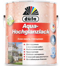 Эмаль для дерева и металла акриловая Dufa Aqua-Hochglanzlack глянцевая белая 2,5 кг.