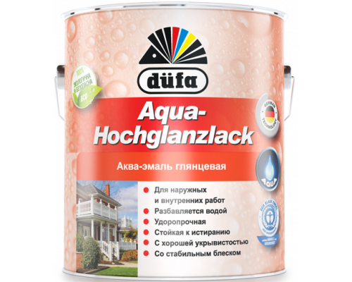 Эмаль для дерева и металла акриловая Dufa Aqua-Hochglanzlack глянцевая белая 750 гр.