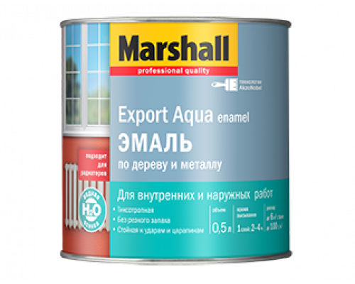 Эмаль для дерева и металла водная Marshall Export Aqua полуматовая светло-серая 0,5 л.