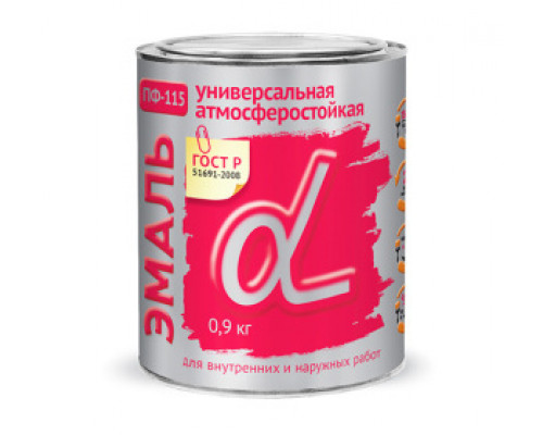 Эмаль ПФ-115 АЛЬФА черная 0,9 кг. Krafor