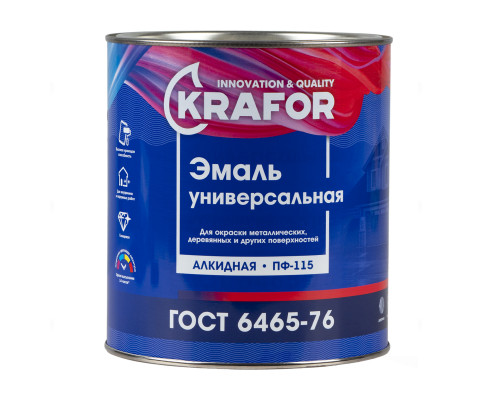 Эмаль ПФ-115 универсальная Krafor алкидная глянцевая 2,7 кг. черная