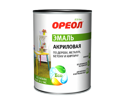 Эмаль универсальная акриловая Ореол глянцевая вишневая 0,9 кг.