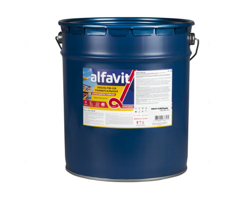 Эмаль универсальная алкидная Alfavit ПФ-115 серия Альфа глянцевая серая 20 кг.