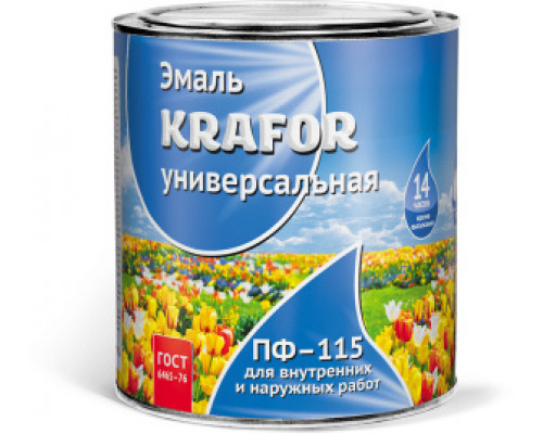 Эмаль универсальная атмосферостойкая ПФ–115 Берюзовая 1,8 кг.,"Krafor"