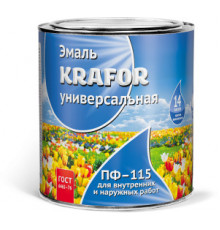 Эмаль универсальная атмосферостойкая ПФ–115 Зеленая яркая 1,8 кг.,"Krafor"