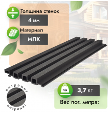 Фасадная панель реечная из МПК Woodgrand 200 х 30 х 3000 мм. Антрацит