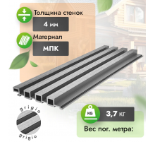 Фасадная панель реечная из МПК Woodgrand 200 х 30 х 3000 мм. Серый