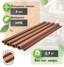 Фасадная панель реечная из МПК Woodgrand 200 х 30 х 3000 мм. Терракот