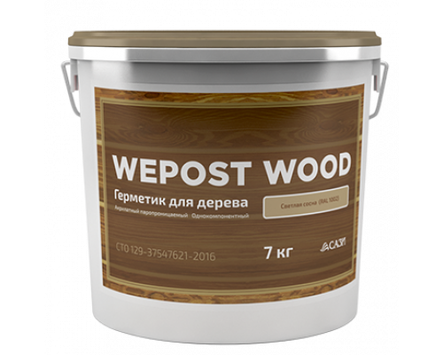Герметик акриловый по дереву Wepost Wood 7 кг светлая сосна (RAL 1002) СТО 129-37547621-2016