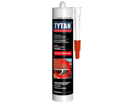Герметик силиконовый нейтральный для кровли и водостоков Tytan Professional графит 310 мл.