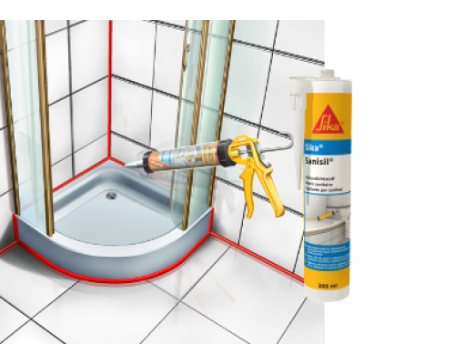 Герметик силиконовый санитарный Sanisil® белый 300 мл. Sika
