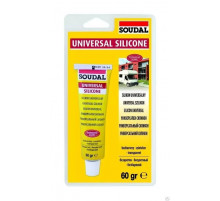 Герметик силиконовый универсальный бесцветнй 60гр (в блистерах), SOUDAL