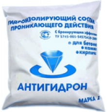 Гидроизоляция проникающая для бетона, камня, кирпича "Антигидрон марки 1" серая 25 кг.