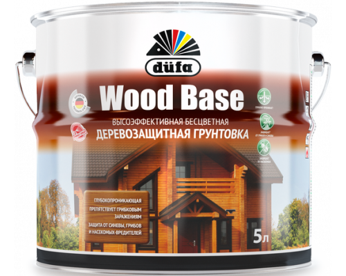 Грунт для защиты древесины Dufa Wood Base с биоцидом бесцветная 5 л.