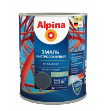 Грунт-эмаль алкидная быстросохнущая 3 в 1 Alpina RAL 9005 Глубокий черный полуматовый 2,5 л. 