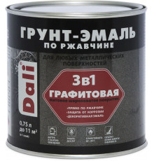 Грунт-эмаль по ржавчине 3 в 1 матовая "Dali" Графитовая Серая 10 л. Рогнеда