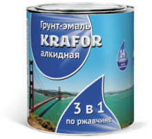 Грунт-эмаль по ржавчине алкидная 3 в 1 "Krafor" серая 5,5 кг.