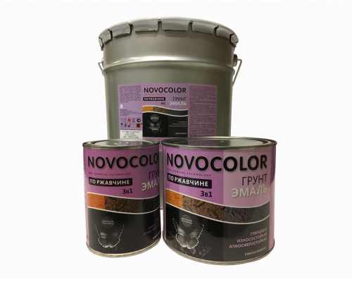 Грунт-эмаль по ржавчине "Новоколор" глянцевая ЗЕЛЕНАЯ 1,9 кг  Novocolor