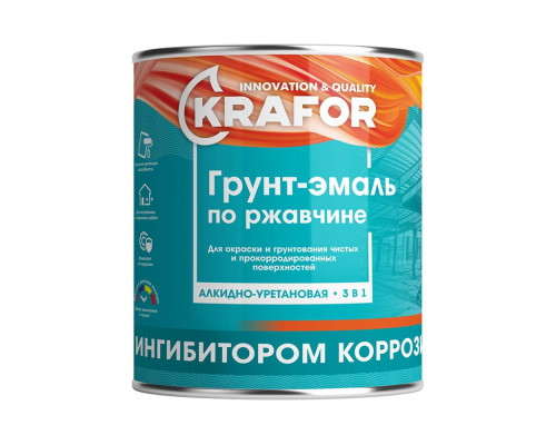 Грунт-эмаль по ржавчине зеленая 1,9 кг., Krafor