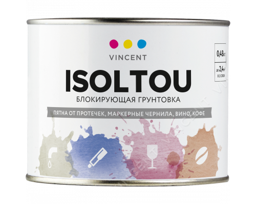 Грунтовка блокирующая пятна от протечек, вина, кофе и маркерных чернил VINCENT ISOLTOU (0,33л)