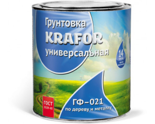 Грунтовка по дереву и металлу ГФ–021 серая 0,8 кг "Кrafor"