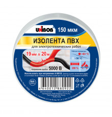Изолента ПВХ Unibob желто-зеленая 19 мм. х 20 м. 150 мкм.