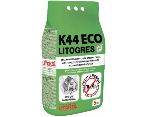 Клеевая смесь для укладки плитки эластичная LITOGRES K44 ECO / Литогрес К44 Эко 5кг., Litokol