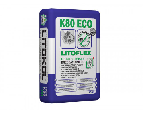 Клеевая смесь с низким пылеобразованием Litokol Litoflex K80 ECO / Литофлекс К80 Эко 25 кг.