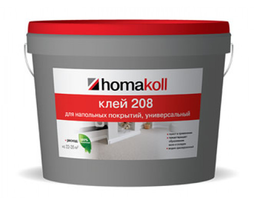 Клей для гибких напольных покрытий, для впитывающих оснований homakoll 208 бежевый 14 кг.