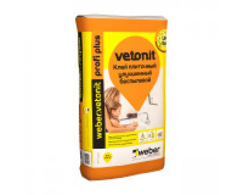 Клей для плитки и керамогранита беспылевой weber.vetonit profi plus / Вебер.Ветонит профи плюс серый 25 кг.