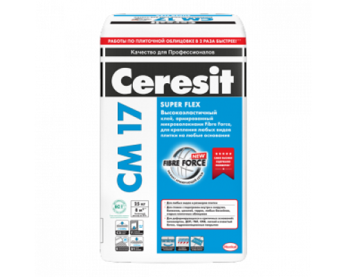 Клей для плитки высокоэластичный Ceresit СМ-17 Super Flex серый 25 кг.