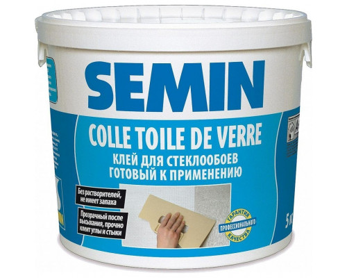 Клей для стеклообоев, стеклотканей, флизелина Semin Colle Toile De Verre 5 кг.