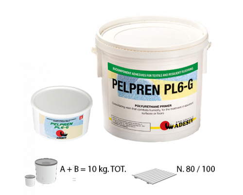 Клей двухкомпонентный реактивный для полимерных оснований Adesiv PELPREN PL6-G 10 кг.