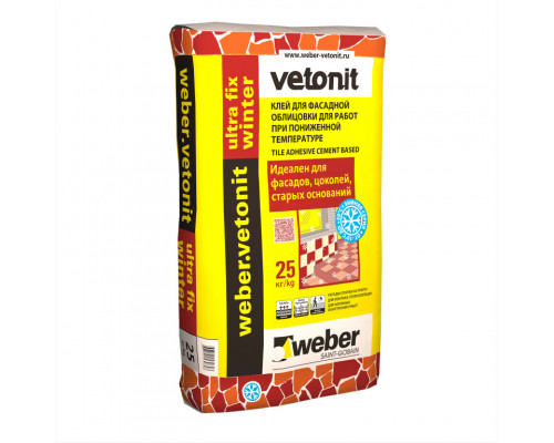 Клей эластичный weber.vetonit ultra fix winter / Вебер.Ветонит Ультра Фикс зимний 25 кг.
