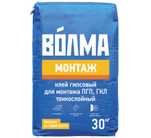 Клей гипсовый монтажный тонкослойный "ВОЛМА Монтаж" 30 кг.