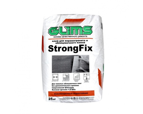 Клей монтажный с быстрой фиксацией GLIMS StrongFix серый 25 кг.