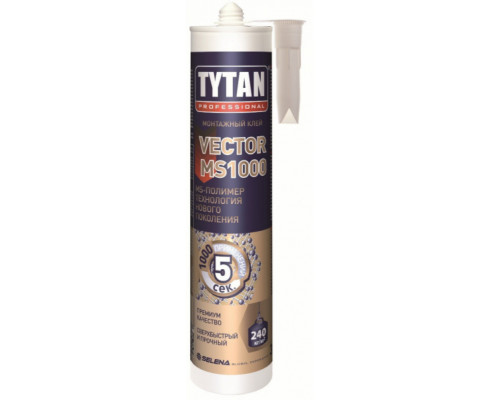 Клей монтажный VECTOR MS 1000 белый 290мл., Tytan Professional