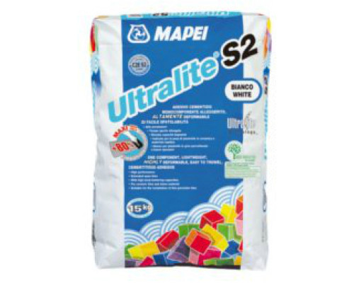 Клей на цементной основе Ultralite S2 белый 15кг.,"Mapei"