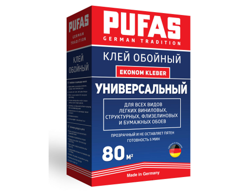 Клей обойный универсальный для всех видов обоев Pufas Ekonom Kleber 525 г. / до 80 м2