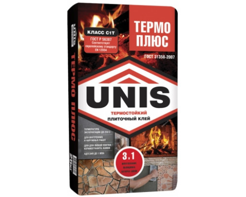 Клей плиточный термостойкий для нагреваемых поверхностей Unis / Юнис Термо Плюс 25 кг.
