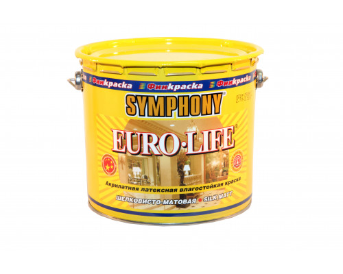 Краска акрилатная, износоустойчивая, эластичная Symphony Euro-Life матовая База А 2,7 л.
