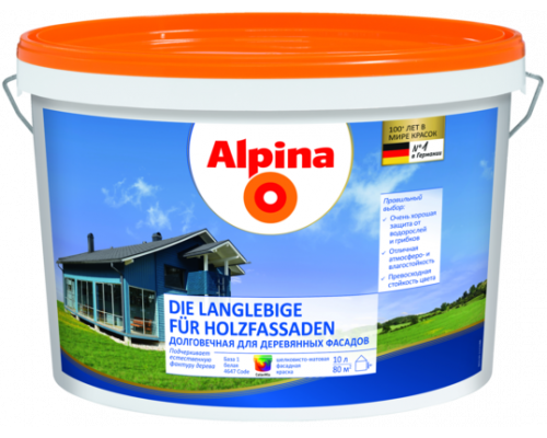 Краска акриловая Alpina Долговечная для деревянных фасадов 10 л. База-1